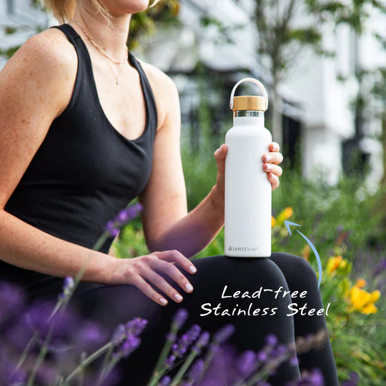Stainless Steel Bottle (White), 600ml - Santevia Systems
