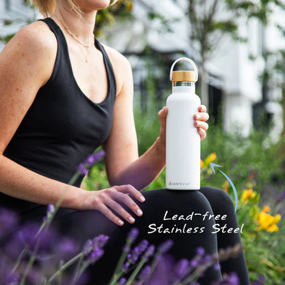 Stainless Steel Bottle (White), 600ml - Santevia Systems