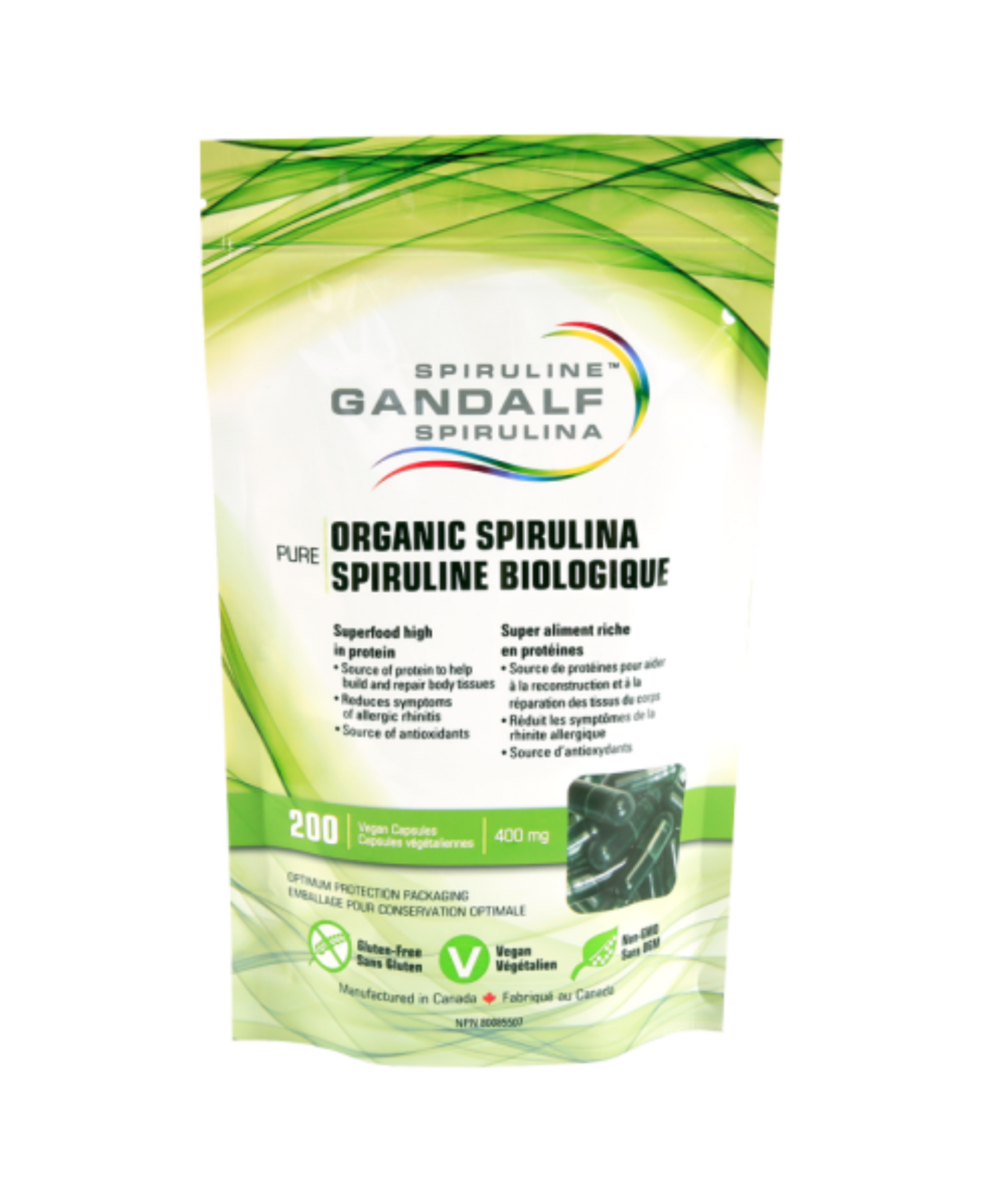 Spirulina Organic 400mg, 200 Vcaps - Gandalf