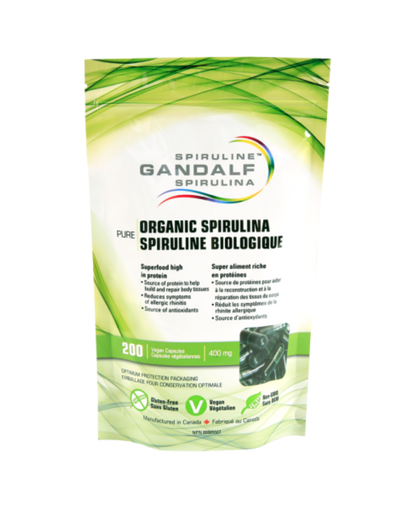 Spirulina Organic 400mg, 200 Vcaps - Gandalf