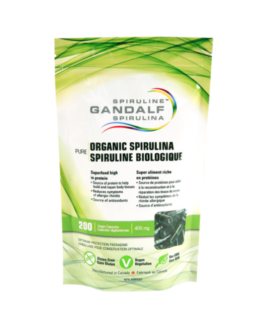Spirulina Organic 400mg, 200 Vcaps - Gandalf