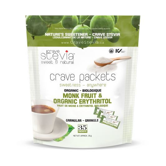 Monk Fruit & Erythritol Packets 35Ct - Crave Stevia
