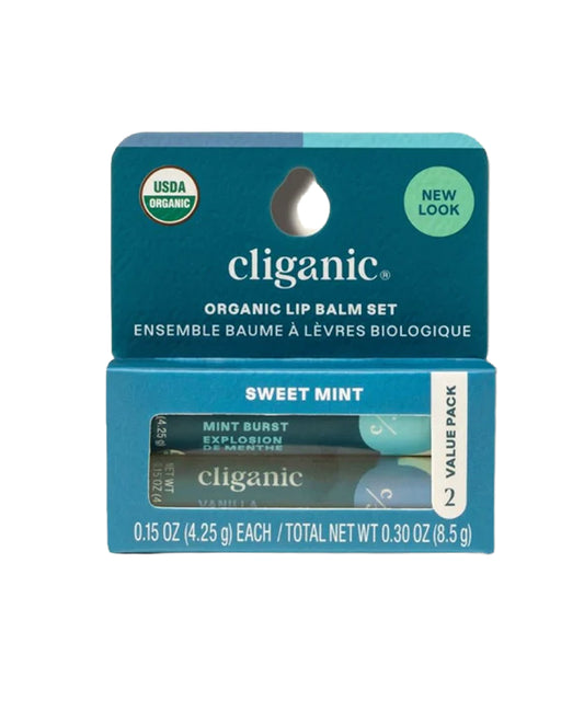 Sweet Mint Lip Balm, 2pk - Cliganic