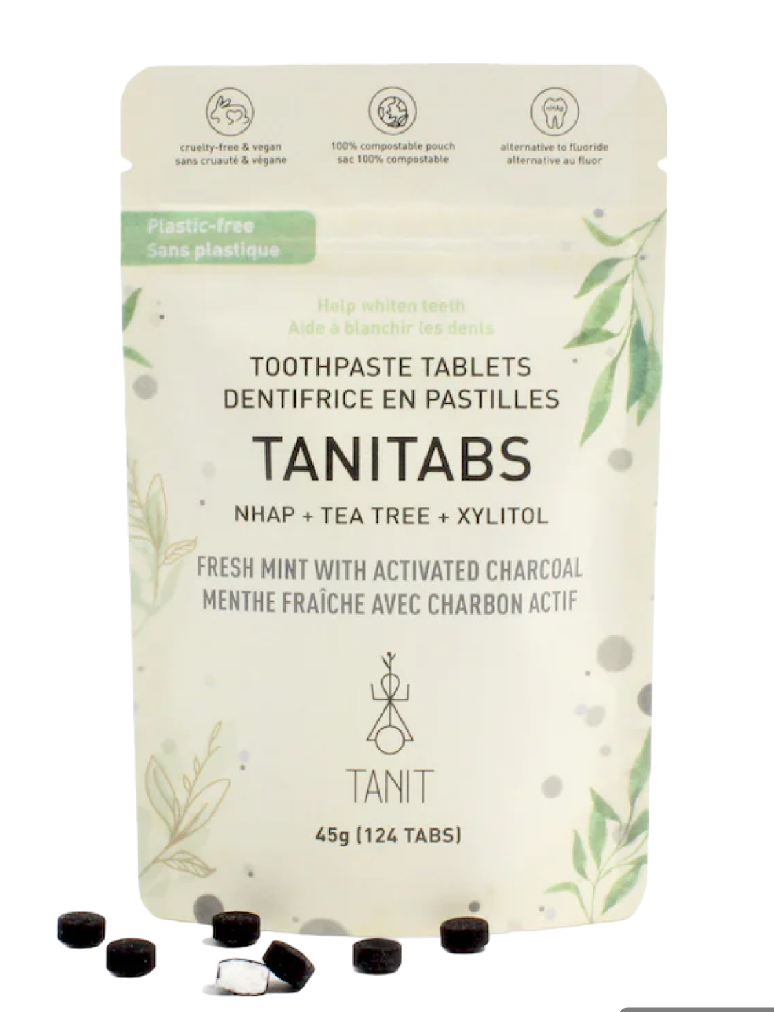 Toothpste Tab., Frsh Mint W/Char, 124tab Pch - Tanit