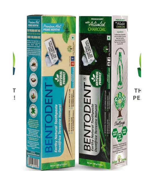 Combo (Activated Charcoal/Mint) W/Toothbrush - Bentodent