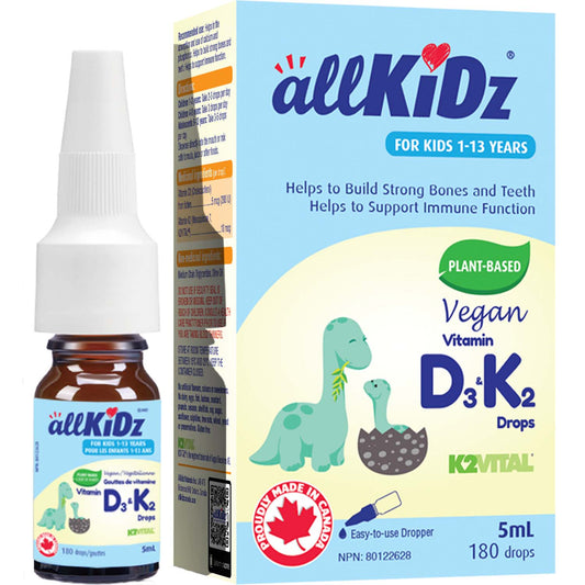 Vitamin D3 & K2 Drops, Vegan, 5ml - allKiDz