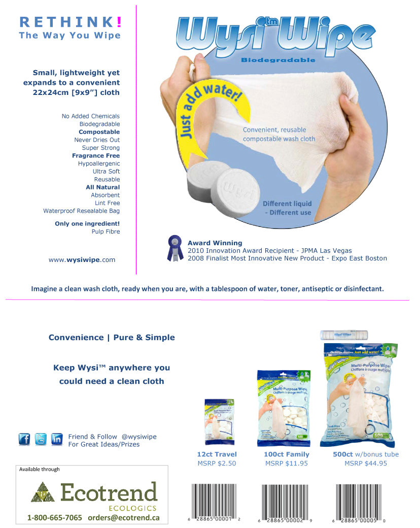 Wipes Consumer Pack, 100/Pkg - Wysiwipes