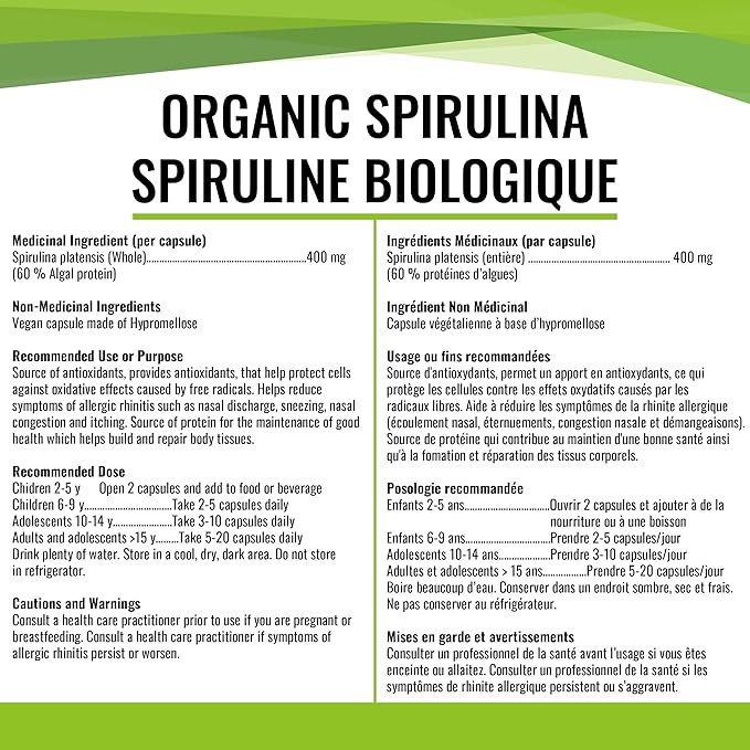 Spirulina Organic 400mg, 200 Vcaps - Gandalf