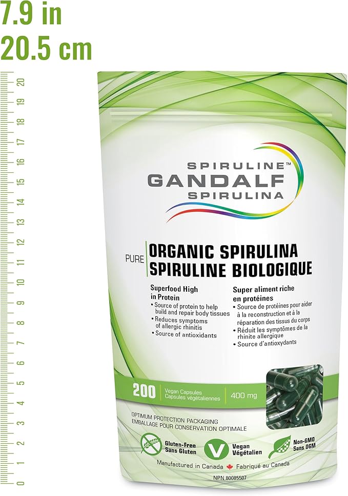 Spirulina Organic 400mg, 200 Vcaps - Gandalf