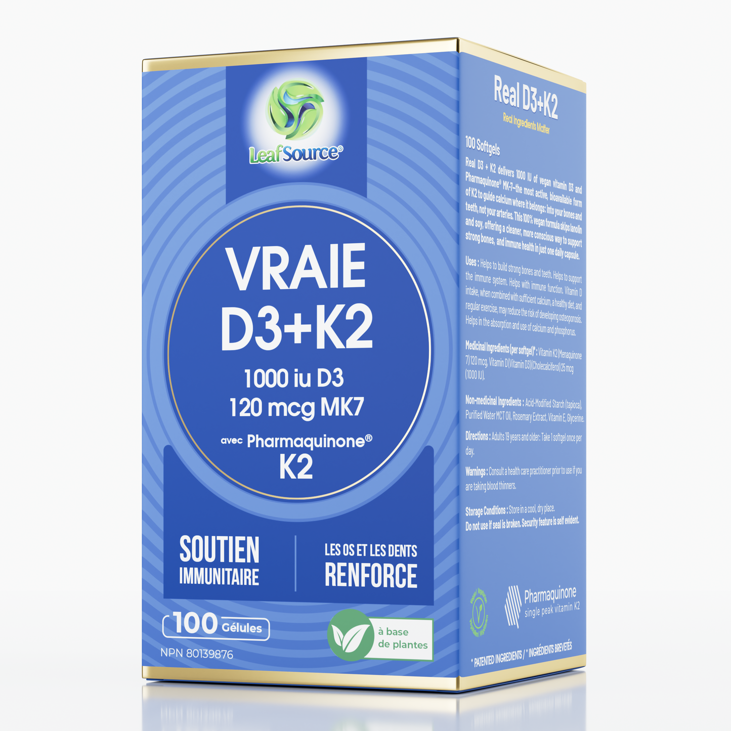 Real D3/K2, 100 vegan softgels - LeafSource